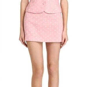 Wayf Pink Mini Skirt with White Dots
